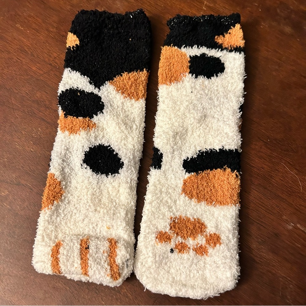 Cat Paw Socks Fuzzy Warm Adorable Kitty Slipper New Brown Black Gray Grey - Picture 13 of 13
